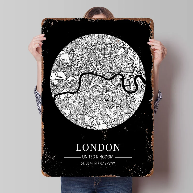 London City Map Tin Plaque Pos - Retro Gaming London 评论和价格
