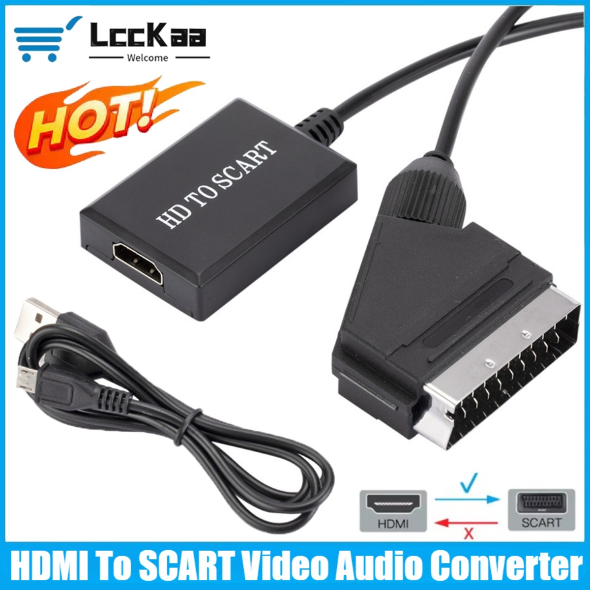 LccKaa 1080P HDMI To SCART Ada - Scart To Hdmi 评论和价格